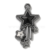 Alloy Rhinestone Pendants, Cadmium Free & Nickel Free & Lead Free, Star, Jet, 27x14.5x5.5mm, Hole: 1.5mm(PALLOY-F312-52)