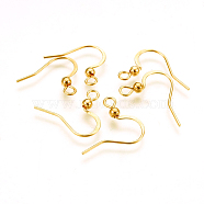 316 Surgical Stainless Steel Earring Hooks, Ear Wire, with Horizontal Loop, Real 18K Gold Plated, 16x16~19.5x3mm, Hole: 2mm, Pin: 0.7mm(X-STAS-P220-13G)