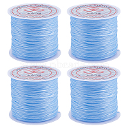 4 Rolls Flat Elastic Crystal String, Elastic Beading Thread, for Stretch Bracelet Making, Dyed, Light Blue, 0.8mm, about 65.61 yards(60m)/roll(EW-SC0001-05A)