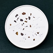 Twelve Constellations Plaster Coaster, with Tiger Eye Clips, Flat Round, Leo, 100mm(PW-WG28707-05)