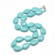 Synthetic Turquoise Beaded Necklaces, with Alloy Lobster Clasps, teardrop, 18.1 inch~18.5  inch(46~47cm), Teardrop: 18x13.5mm(NJEW-S396-09)