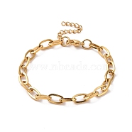 Vacuum Plating 304 Stainless Steel Cable Chain Bracelet for Men Women, Golden, 7~7-1/4 inch(17.9~18.5cm)(BJEW-E031-05B-G)