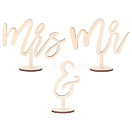 Mr & Mrs Sign Wooden Wedding Signage Set, for Photo Props Wedding Anniversary Party Decoration, Cornsilk, 85~205x50x165mm(DIY-WH0292-84)