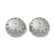 Non-Tarnish 304 Stainless Steel Bead Caps, Flower, Stainless Steel Color, 12x5.5mm, Hole: 1.2mm(STAS-P363-08P)