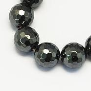 1Strand Grade A Non-Magnetic Synthetic Hematite Beads Strands, Faceted, Round, Black, 10mm, Hole: 1.5mm(X-G-S084-10mm)