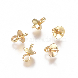 304 Stainless Steel Peg Bails Charms, for Half Drilled Beads, Golden, 7x5mm, Hole: 2mm, Pin: 1.1mm(X-STAS-G225-05G)