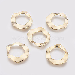 Brass Pendants, Nickel Free, Real 18K Gold Plated, Twist Donut, 25x23x1.5mm, Hole: 1mm(X-KK-R037-219G)