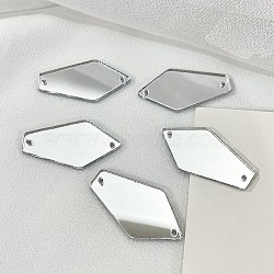 Sew On Mirror Rhinestones, Irregular Pentagon Acrylic Pieces, with Holes for Costume Evening Dresses Clothing Wedding Dress Decoration, Silver, 15x28x1.3mm, Hole: 1.2mm(DIY-WH0304-635C)