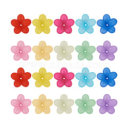 200Pcs 10 Colors Frosted Acrylic Bead Caps, 5-Petal, Flower, Mixed Color, 19.5x20x5.5mm, Hole: 1.6mm, 20pcs/color(MACR-YS0001-02)