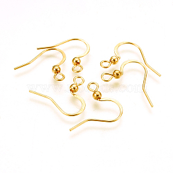 316 Surgical Stainless Steel Earring Hooks, Ear Wire, with Horizontal Loop, Golden, 16x16~19.5x3mm, Hole: 2mm, Pin: 0.7mm(X-STAS-P220-13G)