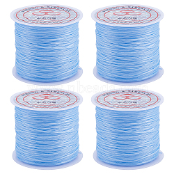 4 Rolls Flat Elastic Crystal String, Elastic Beading Thread, for Stretch Bracelet Making, Dyed, Light Blue, 0.8mm, about 65.61 yards(60m)/roll(EW-SC0001-05A)