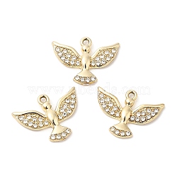 UV Plating Alloy Rhinestone Pendants, Cadmium Free & Lead Free, Pigeon Charms, Golden, 17x22.5x3mm, Hole: 1.6mm(PALLOY-A004-06G)