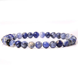 Synthetic Blue Spot Jasper Round Beaded Stretch Bracelet, show in picture31(SF8562-35-1)