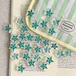 Acrylic Enamel Beads, Star with Smiling Face, Light Sea Green, 19.9x20.9x8mm, Hole: 3.5mm(OACR-I011-21J)