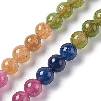 Natural Jade Imitation Tourmaline Beads Strands, Dyed, Round, Colorful, 8mm, Hole: 1mm, about 47pcs/strand, 14.96''(38cm)