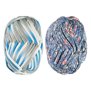 2 Skeins 2 Colors Super Soft Polyester Yarn, For Hand Knitting Thick Thread, Gainsboro, 23mm, 1 skein/color 
