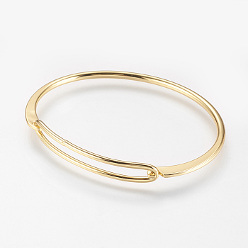Brass Bangles, Real 18K Gold Plated, 2 inchx2-3/8 inch(49x61mm)