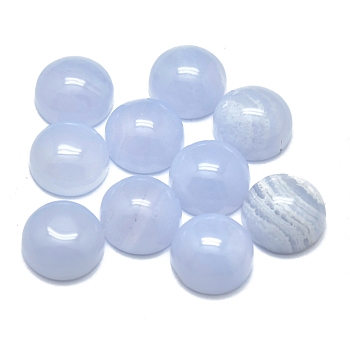 Natural Blue Lace Agate Cabochons, Half Round/Dome, 8x4mm