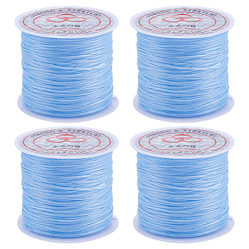 4 Rolls Flat Elastic Crystal String, Elastic Beading Thread, for Stretch Bracelet Making, Dyed, Light Blue, 0.8mm, about 65.61 yards(60m)/roll