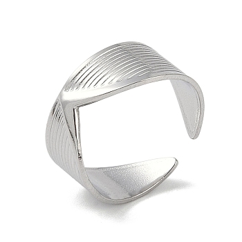 Stainless Steel V Shaped Cuff Rings, Open Rings for Women, Stainless Steel Color, 8.5mm, Adjustable