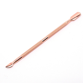 Double Head Stainless Steel Cuticle Pusher, Hard Skin Remover Rod, UV Gel Polish Soak Off Remover Rod, Rose Gold, 130x8.5x4.5mm