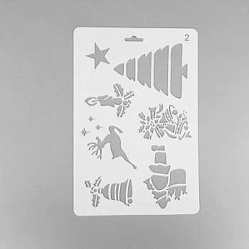 Creative Christmas Plastic Drawing Stencil, Hollow Hand Accounts Ruler Templat, For DIY Scrapbooking, White, 25.9x17.2cm