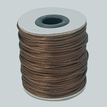 Nylon Cord, Satin Rattail Cord, for Beading Jewelry Making, Chinese Knotting, Saddle Brown, 2mm, about 50yards/roll(150 feet/roll)