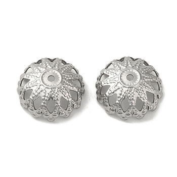 Non-Tarnish 304 Stainless Steel Bead Caps, Flower, Stainless Steel Color, 12x5.5mm, Hole: 1.2mm