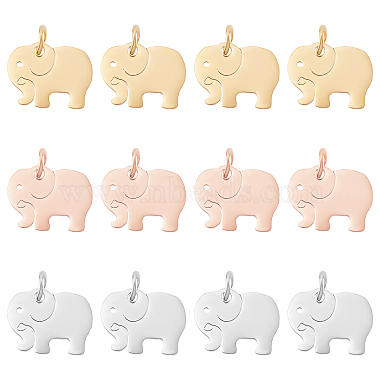 Mixed Color Elephant 304 Stainless Steel Charms