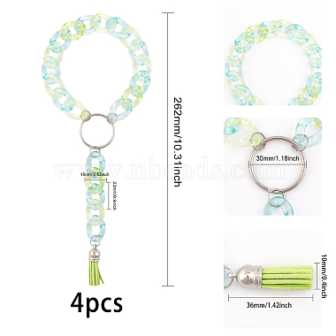 chgcraft 4 pcs bracelet porte-clés acrylique gourmette chaîne porte-clés bracelet(KEYC-CA0001-38)-2