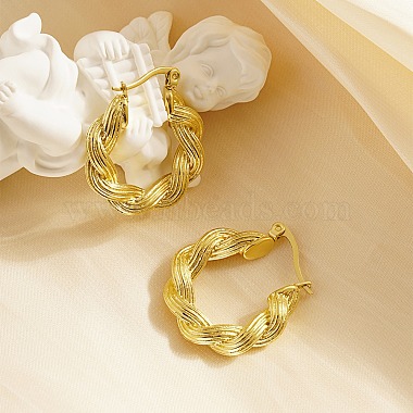 304 Stainless Steel Twisted Rope Hoop Earrings for Women(SN6682-1)-2