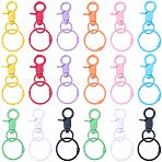 18Pcs 9 Colors Spray Painted Zinc Alloy Swivel Clasps, with Keychain Clasp Findings, Mixed Color, 69mm, 2pcs/color(FIND-SP0005-54)