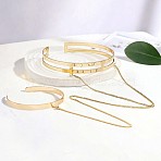 Alloy Chain Cuff Bangles, Double Arm Bangles for Women, Golden, Inner Diameter: 2-3/8 inch(6cm) & 3-1/8 inch(8cm)(FS-WGDB032-01)