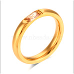 304 Stainless Steel Pave Cubic Zirconia Finger Rings, Golden, PeachPuff, US Size 6(16.5mm)(FS-WG61B2A-31)