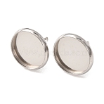 201 Stainless Steel Stud Earring Settings, Round, with 304 Stainless Steel Pin, Stainless Steel Color, 13x16mm, Inner Diameter: 14mm(SA-CBAB174-01P-A)