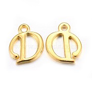 Golden Plated Alloy Letter Pendants, Rack Plating, Cadmium Free & Lead Free, Letter.D, 13x11x2mm, Hole: 1.5mm(X-PALLOY-J718-01G-D)