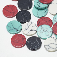 Synthetic Turquoise Cabochons, Flat Round, Mixed Color, 12mm(TURQ-S290-01-12mm)