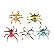 Handmade Seed Beads, Loom Pattern, 3D Spider Pendant, Halloween Theme, Mixed Color, 39x39x8mm, Hole: 2mm(PALLOY-MZ00156)