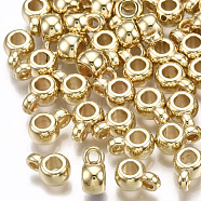 CCB Plastic Tube Bails, Loop Bails, Rondelle, Light Gold, 9x4x6mm, Hole: 1.5mm, Inner Diameter: 3mm(X-CCB-T006-001KC)