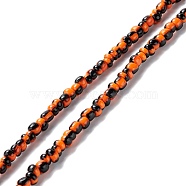 Handmade Lampwork Beads Strands,  2 Tone, Column, Dark Orange, 4~4.5x2~4mm, Hole: 0.8mm, about 132pcs/strand, 14.96~15.75 inch(38~40cm)(BLOW-K001-01A-13)