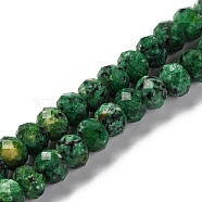 Natural Sesame Jasper Beads Strands, Dyed, Faceted, Rondelle, Green, 8x6mm, Hole: 1mm, about 63~64pcs/strand, 14.96''~15.35''(38~39cm)(G-K380-A21-01)