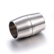 304 Stainless Steel Magnetic Clasps with Glue-in Ends, Column, Stainless Steel Color, 19x13mm, Hole: 10mm(STAS-E440-55P)
