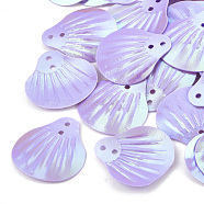 Ornament Accessories, Plastic Paillette/Sequins Beads, AB Color Plated, Shell, Lilac, 19x17.5x1mm, Hole: 1.5mm, about 4500pcs/500g(PVC-Q093-10)