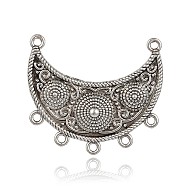 Tibetan Style Curved Alloy Moon Chandelier Components Links, Antique Silver, 44x47.5x6mm, Hole: 2.5mm(PALLOY-J577-15AS)