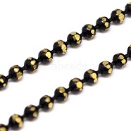 Electroplate Brass Ball Chains, Soldered, with Spool, Faceted, Lead Free & Nickel Free, Black, 1.5mm, about 328.08 Feet(100m)/roll(CHC-M004-11-FF)