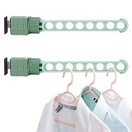 Portable Clothes Drying Rack, with Stainless Steel Finding & Stoppers, Multi-Functional 8 Holes Window Frame Hanger, Space Saver Hangers for Travel, Home, Green, 332x46x47mm, Hole: 19.5mm(AJEW-WH0083-09A)