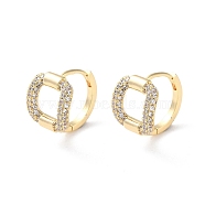 Brass Micro Pave Cubic Zirconia Hoop Earrings, Hollow Square, Real 18K Gold Plated, 13.5x11mm(EJEW-P259-20G)