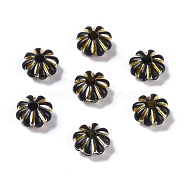 Acrylic Beads, Golden Metal Enlaced, Flower, Black, 6.5x6.5x3.5mm, Hole: 1.6mm, about 6250pcs/500g(SACR-C005-01F)