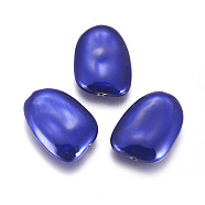 CCB Plastic Beads, with Enamel, Bean, Blue, Platinum, 42.5x31x10mm, Hole: 1.8mm(CCB-E058-08P)