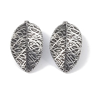 316 Surgical Stainless Steel Pendants, Leaf Charm, Antique Silver, 42x25x1.5mm, Hole: 2mm(STAS-P362-13AS)